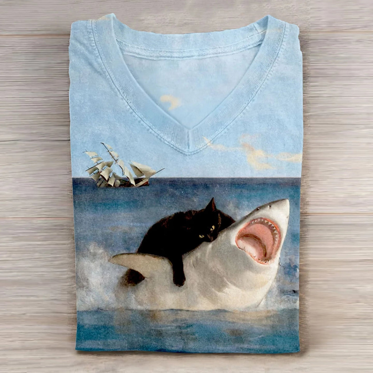 Comstylish Women's Funny Black Cat Print Casual Short Sleeve T-Shirt