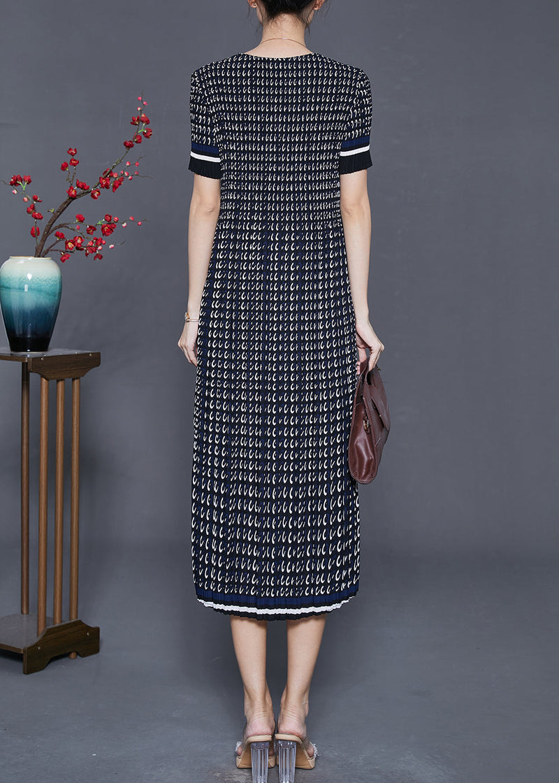 Organic Black Print Silm Fit Pleated Dress Summer