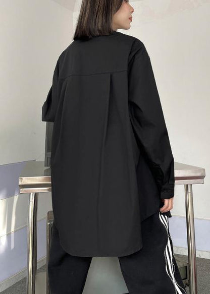 Art Black Clothes for Lapel False Two Pieces Loose Spring Blouse