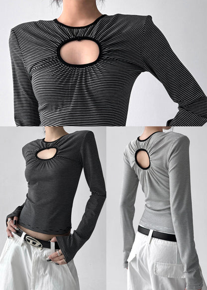White Striped Cotton Top Wear on Both Sides Fall
