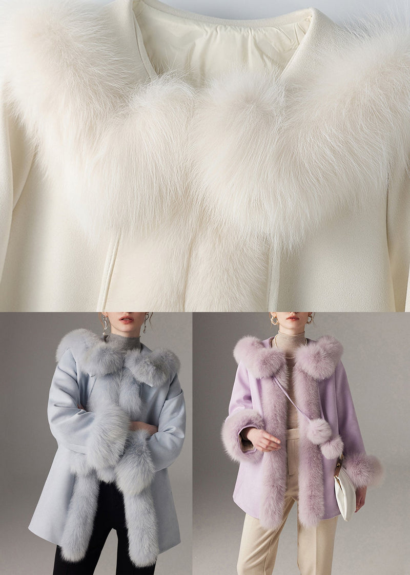Purple Cloak Collar Fine Cotton Filled Coats Winter