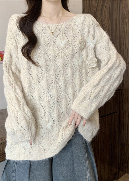 Apricot Butterfly Hollow Out Cozy Knit Sweater