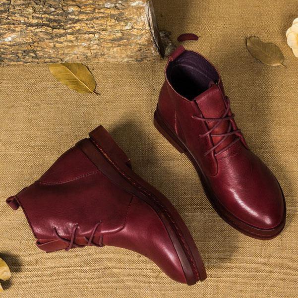 Chocolate Cowhide Leather Cross Strap Martins Boots