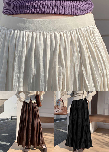 Apricot High Waist Silk Velvet Wrinkled Maxi Skirts