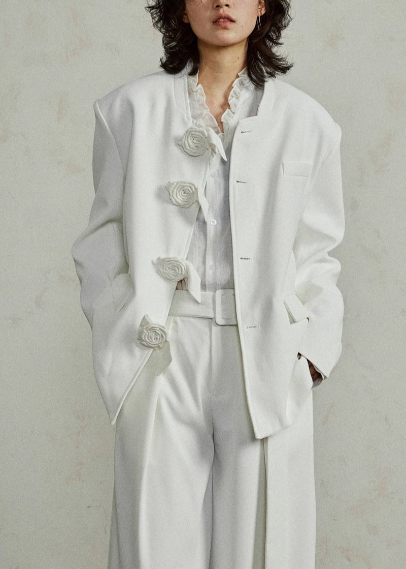 Original Design White Spandex Coat Fall