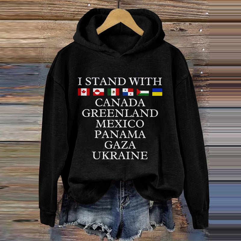 Comstylish Women's I Stand With You All Long Sleeve Flag Hoodie