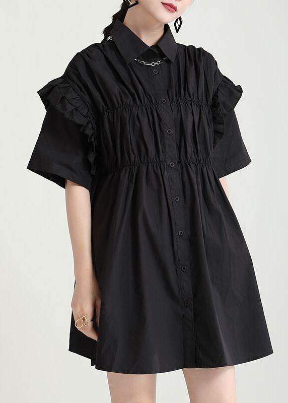 Classy White Ruffled Cinched Summer Asymmetrical Design Half Sleeve Dress
