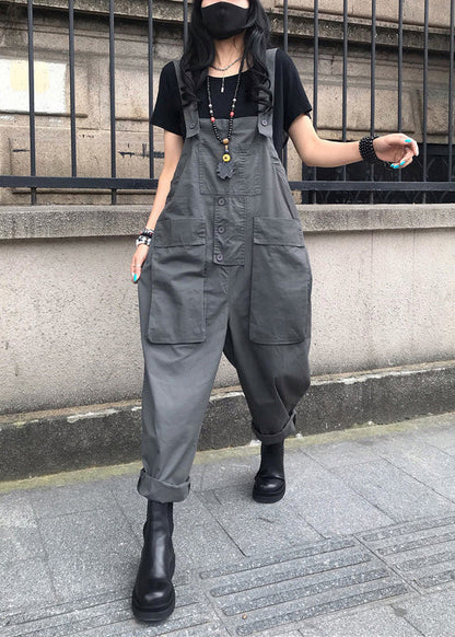 Grey Slash Neck Cozy Jumpsuits