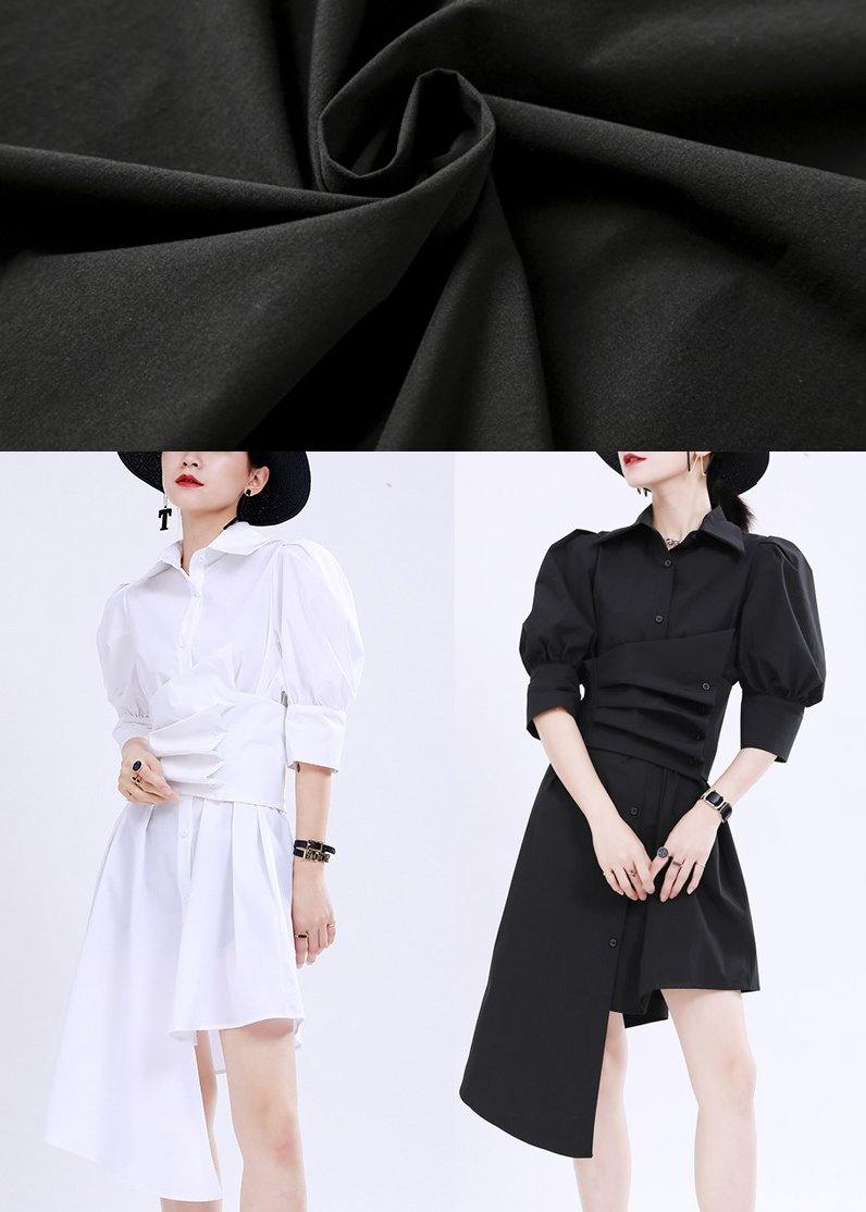 Black Tie Waist Cotton Asymmetrical Design Summer Dresses
