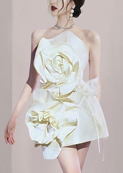 Novelty White Cotton Mid Dress Summer
