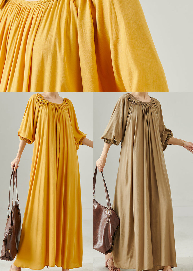Khaki Cotton Holiday Dress Oversized Summer