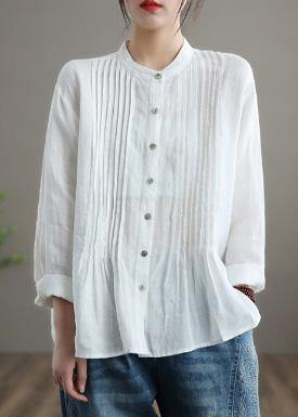 Organic White Linen Shirt Tunics Ramie Blouse