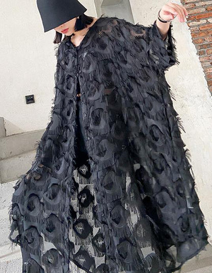 Black Feather Big Size Dress New V-spring Summer