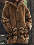 Comstylish Fuzzy Yorkshire Terriers Dogs Cozy Knit Hooded Cardigan