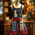 Comstylish Women's Retro Pop Cat Lace Sling Dress