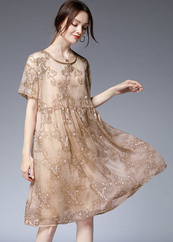 Black O-neck Embroideried Patchwork Dresses Two Pieces Set Summer