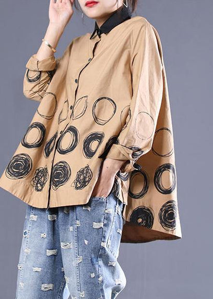 Loose Khaki Dotted Clothes for Patchwork Shirt