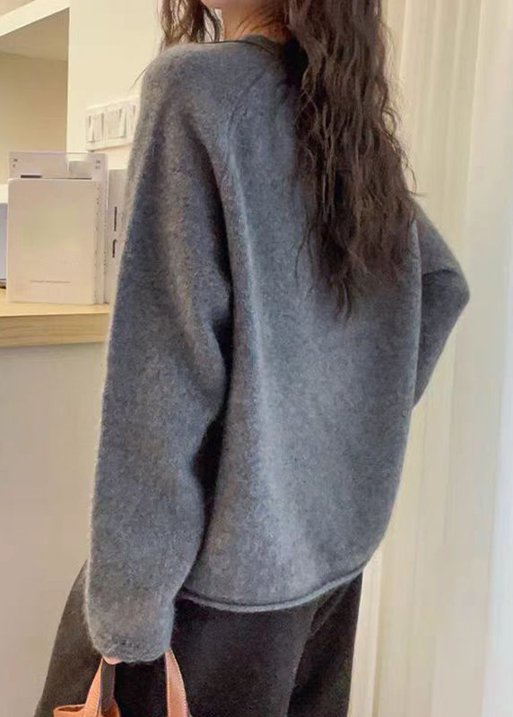 Loose White Cotton Knit Sweater O-neck Lace Patchwork Spring