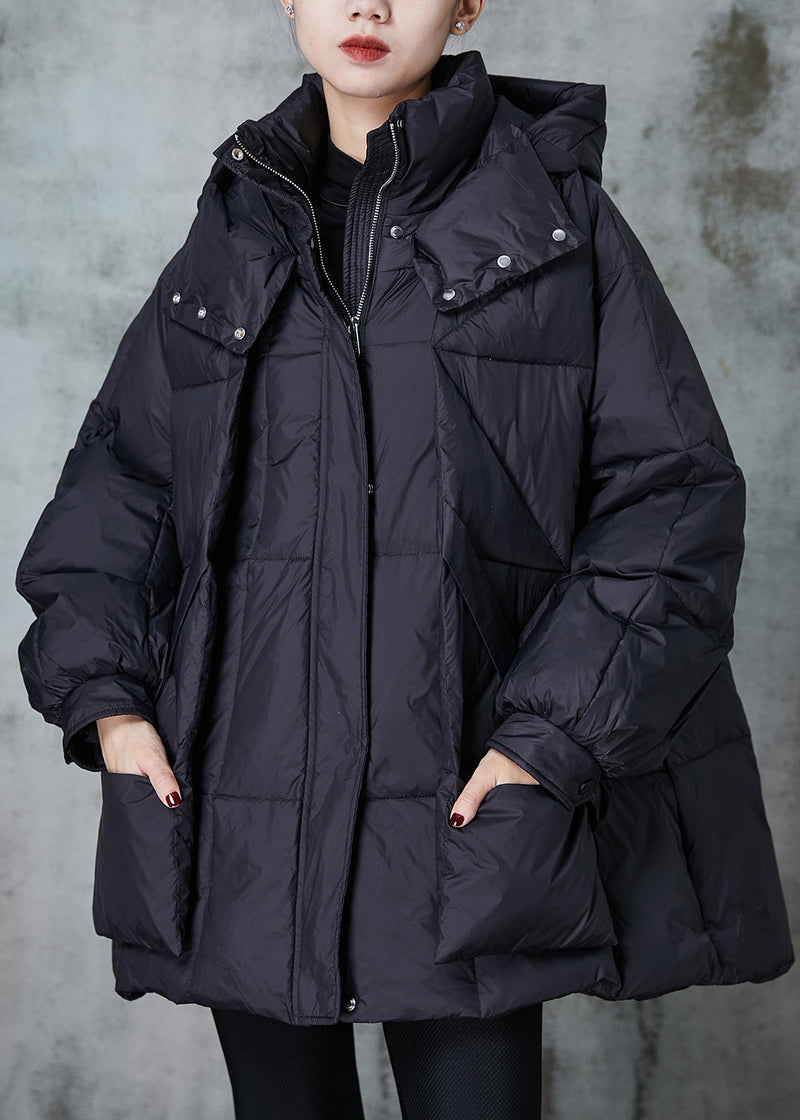 Black Oversized Pockets Fine Cotton Filled Jacket Winter