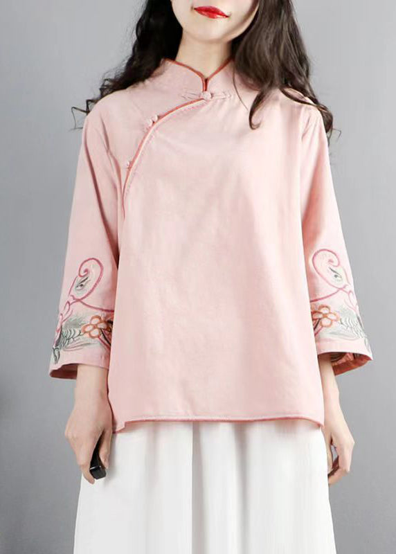 Yellow Embroideried Chinese Button Cotton Top Bracelet Sleeve