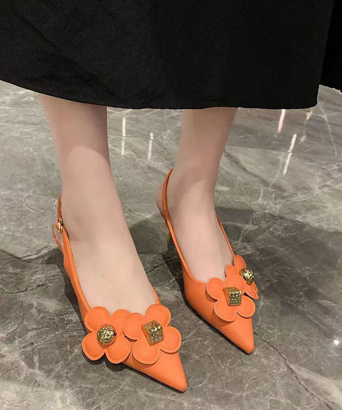 Orange Pointed Toe Sequined Splicing Stiletto Sandals