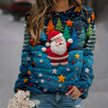 Comstylish Christmas Santa Claus Print Crew Neck Sweatshirt