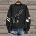 Women's Cute Cat Print Sweatshirt elevenforest
