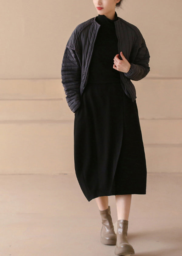 Black Zip Up Warm Duck Down Puffer Coat Winter