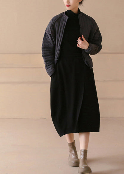 Black Zip Up Warm Duck Down Puffer Coat Winter