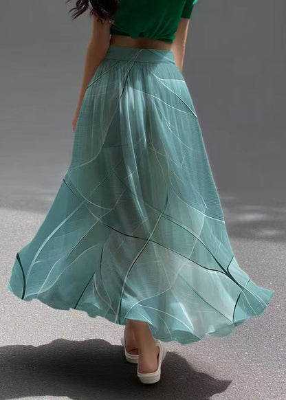 Sea Blue Print Chiffon Beach Skirt Summer