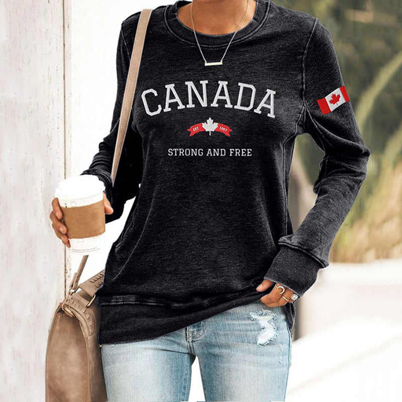 Comstylish Women's Canada Strong And Free Print Sweatshirt