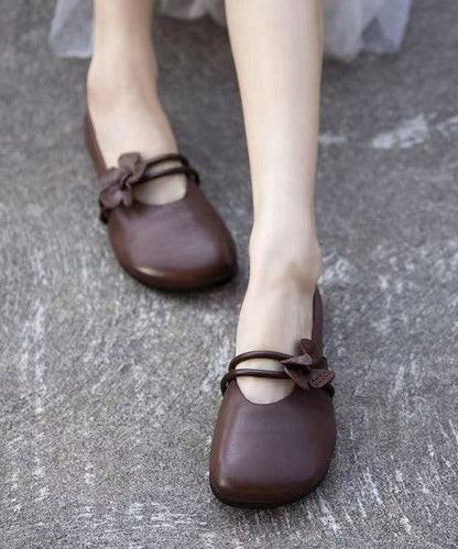 Brown Flat Shoes Classy Soft Splicing