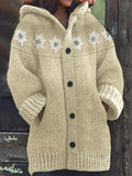 Vintage Flowers Crochet Yoke Cozy Knit Hooded Cardigan elevenforest