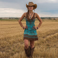 Women's Vintage Western Paisley Print V-neck Tank Midi Dress artswardrobe