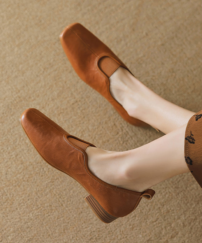 Comfy Caramel Sheepskin Splicing Flat Feet Shoes