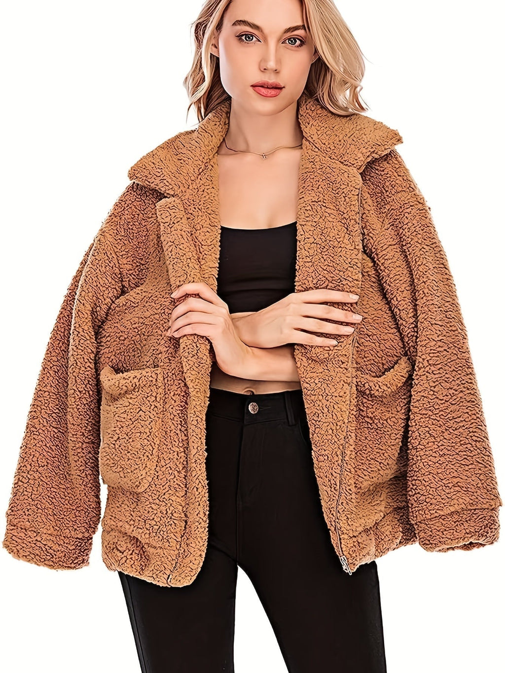 JO | stylish teddy coat with zipper