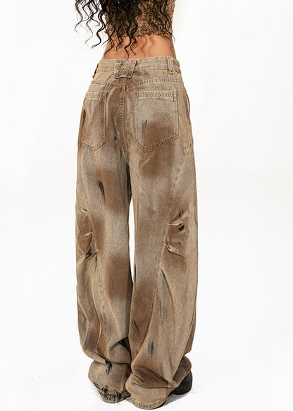 Patchwork Tie Dye Wide Leg Jeans Summer