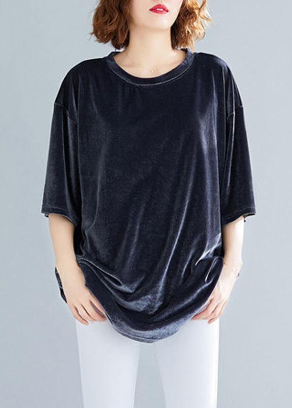 Grey Loose Spring Half Sleeve Tee