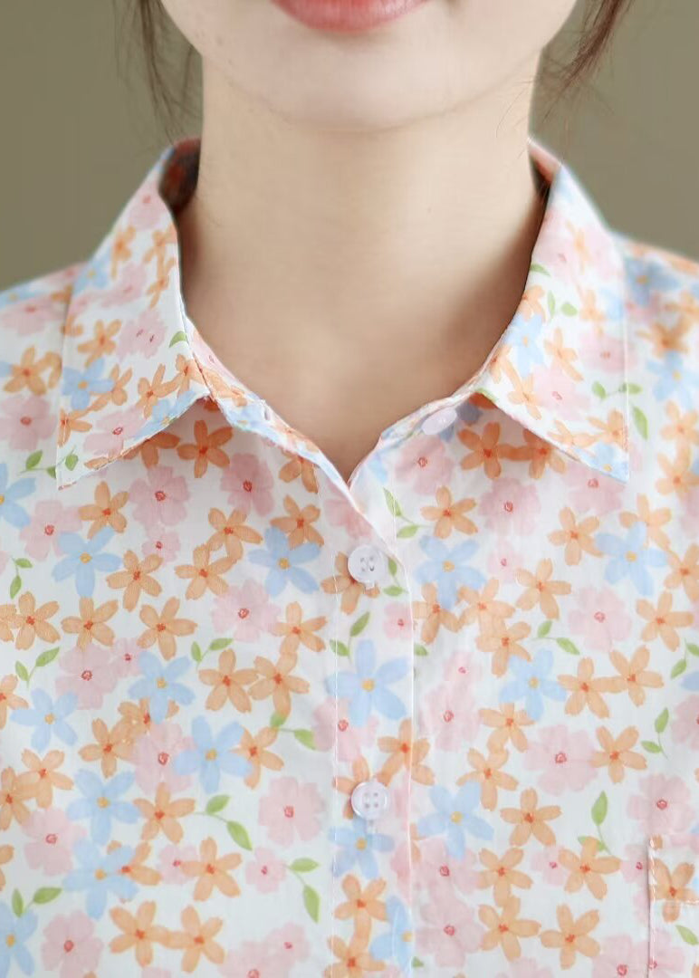 Pink Print Cotton Shirts Oversized Half Sleeve