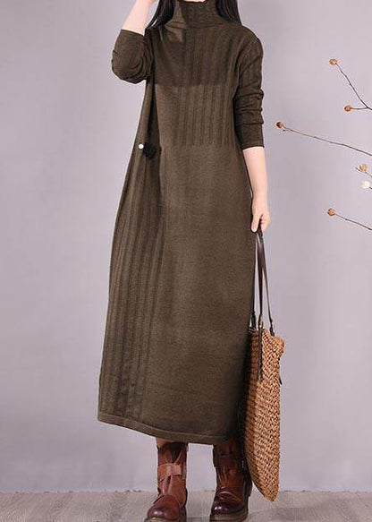 Vivid High Neck Spring Clothes Photography Chocolate Dress