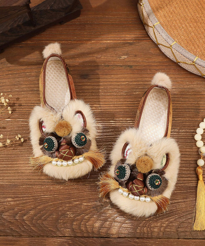 Soft Soled Style Embroidered Handmade Flat Tiger Head Shoes