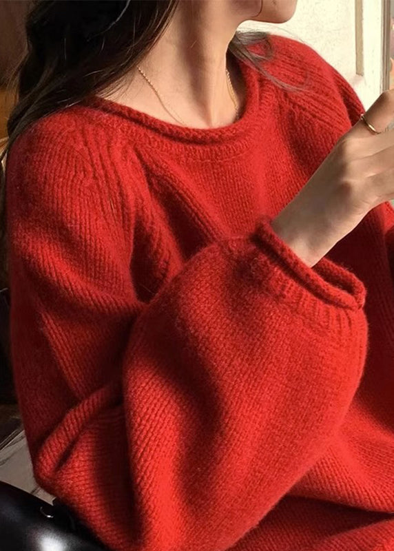 Yellow O Neck Patchwork Cozy Knit Sweaters Long Sleeve
