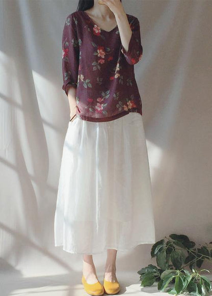 Unique V Neck Half Sleeve Clothes for Chocolate Print Shirts