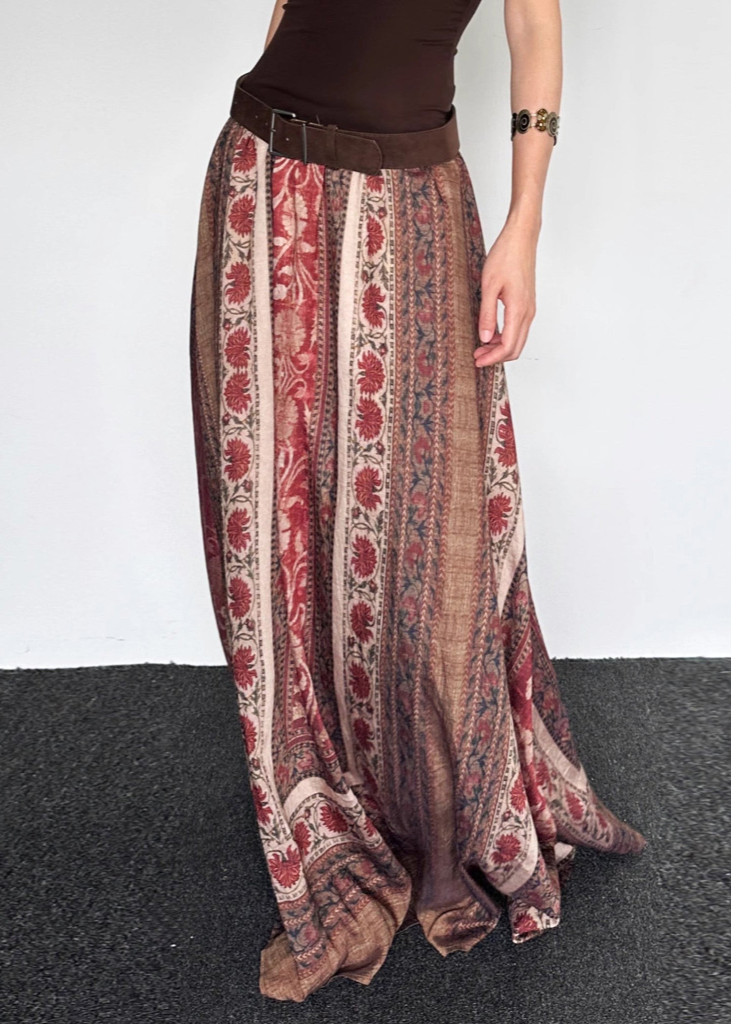 Print High Waist Cotton Maxi Skirts Summer