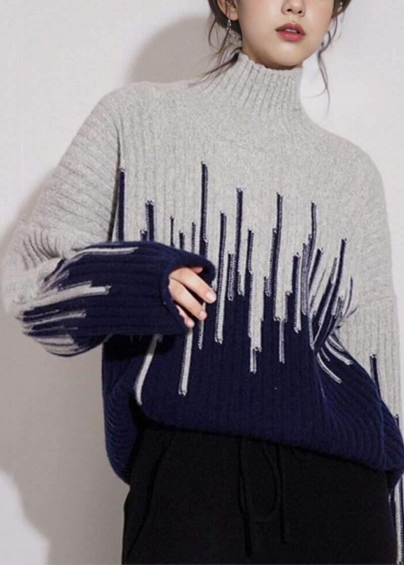 Beige Turtleneck Thick Knit Sweater Winter