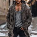 Men's Fairman Island Jacquard Chunky Knit Vintage Hooded Cardigan elevenforest