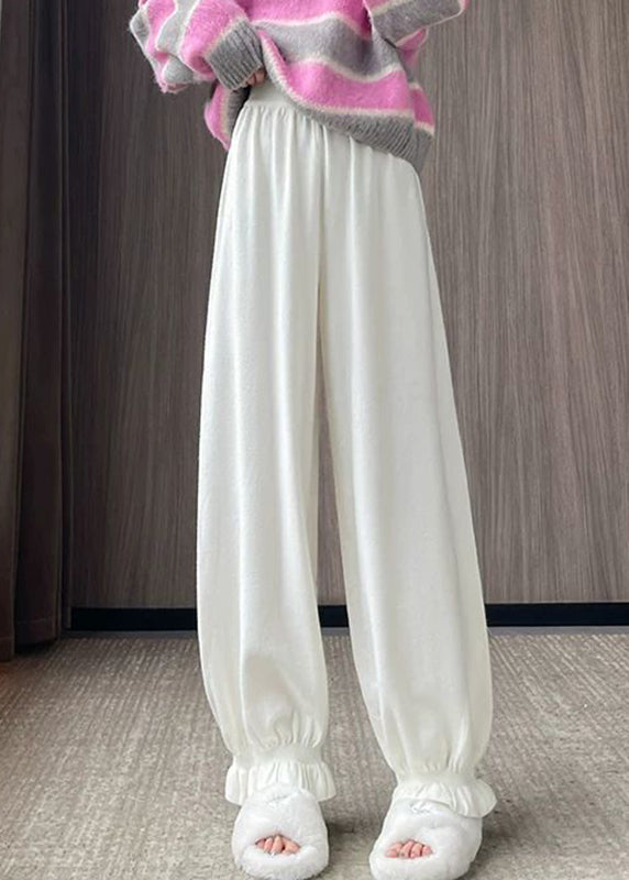 Oatmeal Elastic Waist Color Beam Pants