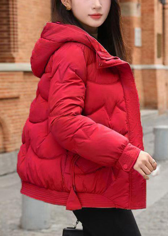 Brown Zip Up Fine Cotton Filled Hooded Coat Winter
