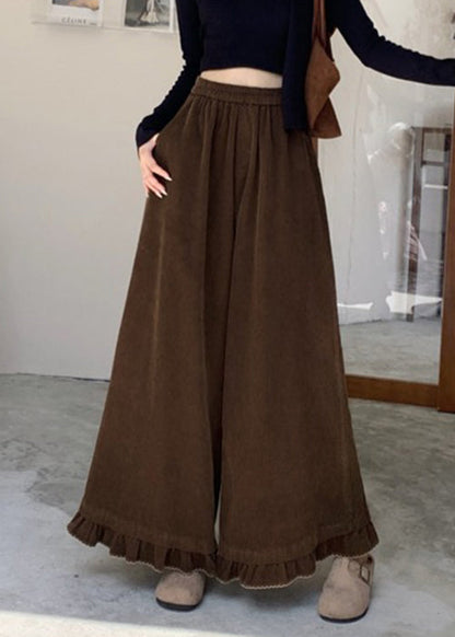 Coffee Pockets High Waist Corduroy Pants