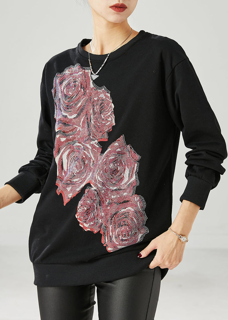 Diy Black Oversized Cotton Pullover Spring